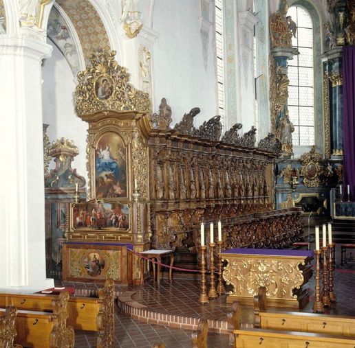 Kloster Schussenried, Blick auf das Chorgestühl in der Klosterkirche