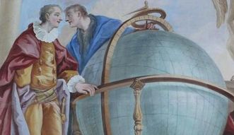 Die Erde, dargestellt als Globus, in einem Gemälde in der Galerie im Bibliothekssaal von Kloster Schussenried