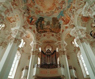 Wallfahrtskirche in Steinhausen, Blick zur Orgel