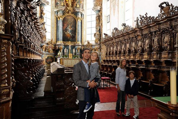 Schussenried monastery, visitors in the Church of St. Magnus in the monastery