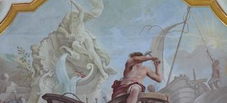 Allegorie des Elements Luft in einem Gemälde in der Galerie des Bibliothekssaals von Kloster Schussenried