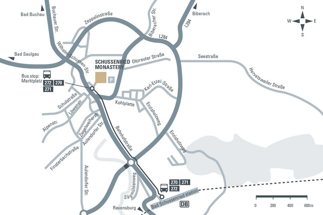 Road Map to Bad Schussenried Monastery, illustration: Staatliche Schlösser und Gärten Baden-Württemberg, JUNG:Kommunikation