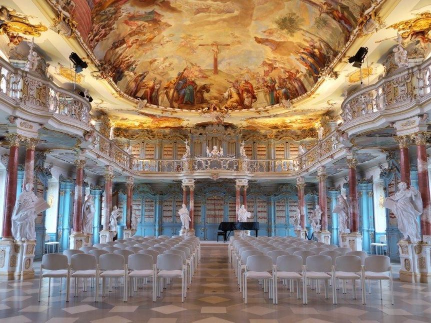 Kloster Schussenried, Innen, Bibliothekssaal bestuhlt