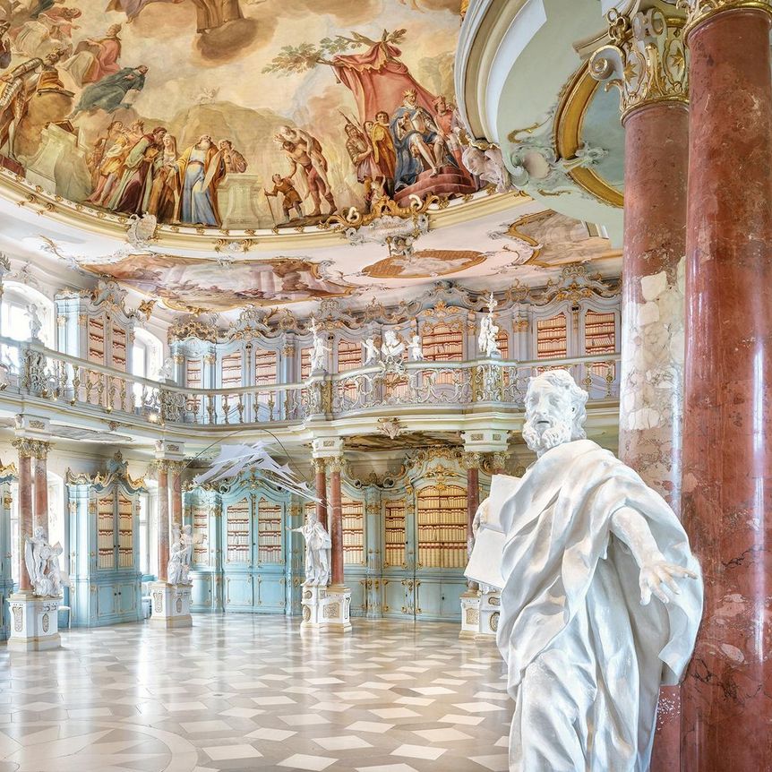 Kloster Schussenried, Detail Kirchenvater im Bibliothekssaal