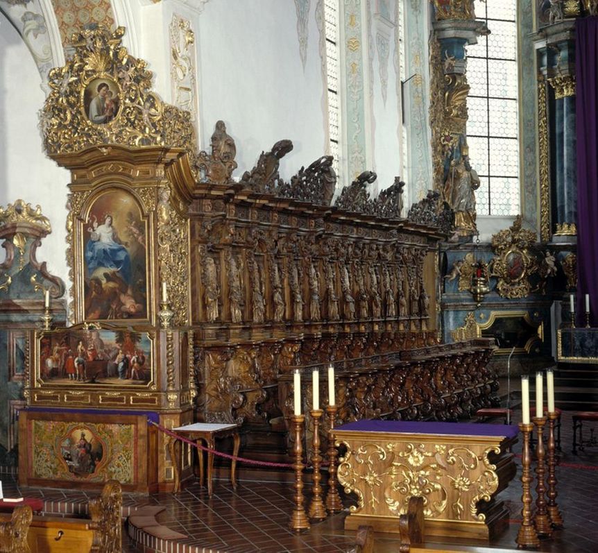 Ansicht des Chorgestühls der Kirche von Kloster Schussenried